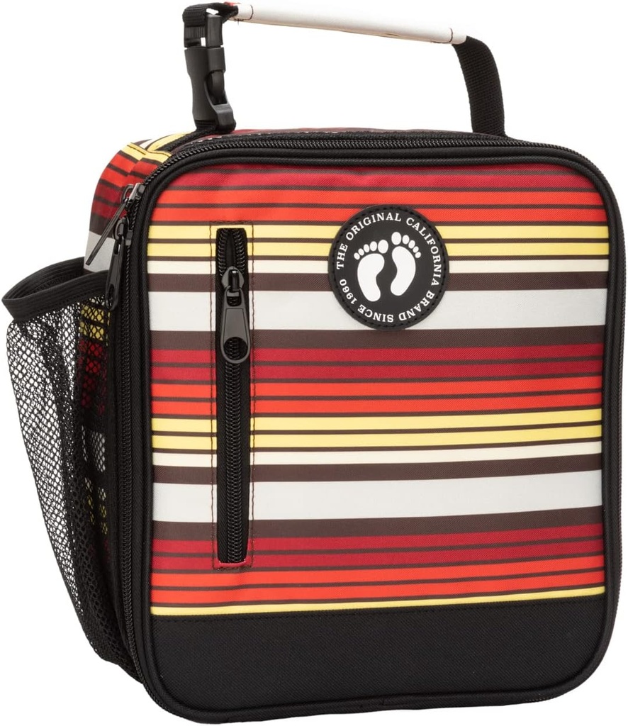 HANG TEN Basic Insulated Lunch Bag for Work, Thermal Reusable Office Lunch Box for Men, Women (Lava Stripes)