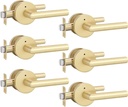 goldenwarm Gold Door Handles Interior, Privacy Brushed Brass Interior Door Handles, Heavy Duty Zinc Alloy Brushed Gold Door Lever for Bedroom and Bathroom (6 Pack)