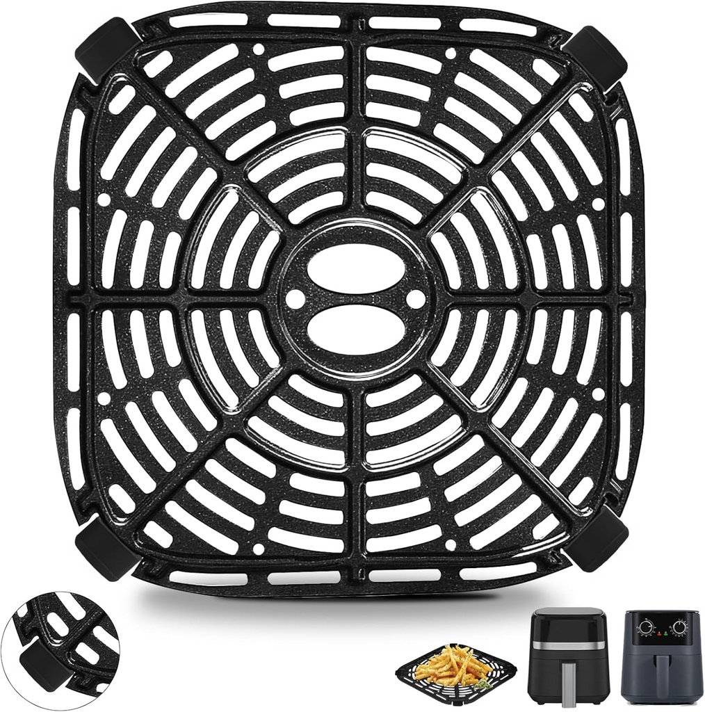 Air fryer Grill Pan for BLACK+DECKER Purify 4QT Air Fryer, Upgrade 8×8 IN Air Fryer Replacement Parts Grill Plate Accessories Tray Rack for Holstein Housewares 4.4QT Green Life 4.5QTAir Fryer