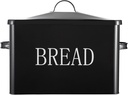 HOSEN Metal Bread Box-Extra Large Bread Storage Boxes for Kitchen With 2+ Loaves，Farmhouse Bread Box for Kitchen Countertop，Bread Container Organizer to suit Farmhouse Kitchen Decor (Black)