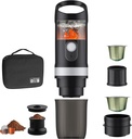 FUNYKICH Portable Electric Espresso Machine with Outdoor Carrying Bag, Travel Car Coffee Maker for Camping, Self-Heating with USB-C, Compatible for Capsule(NS&DG) & Ground Coffee for RV, Hiking,Office