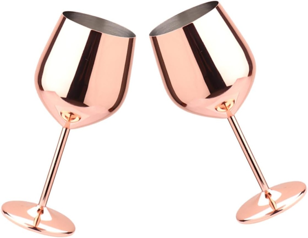 Cabilock 2pcs Stainless Steel Wine Goblets Unbreakable Stemmed Cups for Parties Picnics Bbqs Elegant Reusable Cocktail Glasses for Water Milk Soda