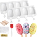 2 Pack Silicone Cake Pop Molds with 100 Sticks & Parcel Bags, 8 Cavity Reusable Cakesicle Molds for Baking, Lollipops, Ice Cream, DIY Desserts, Cake Pop Maker Kit Easy Release & Dishwasher Safe