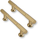 10Pack 3.5Inch Solid Kitchen Cabinet Handles Brushed Gold Cabinet Pulls Heavy Duty Satin Brass Drawer Pulls Cabinet Hardware Kitchen Handles for Cabinets Cupboard Handles