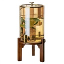 CAKERS Large Capacity Beverage Dispenser|Water Dispenser With Leak-Free Spigot|Wide Mouth Easy Filling Juice Dispenser|Glass Drinks Dispenser For Juice,Beer,Punch,Iced Tea,Amber Color 5L,Wood Base