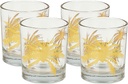 IMPULSE! Palm Tree Gold Rocks Drinking Glasses, Set of 4 - Miami Vice Vintage Collection: Experience Retro Glamour in Every Sip. Perfect for Cocktails, Bourbon, Whiskey, Scotch, and Mixed Drinks!