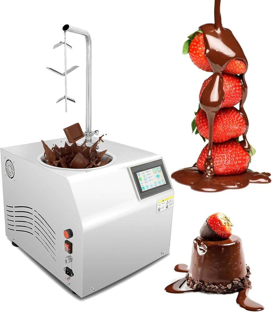 Countertop Chocolate Temperating Machine Chocolate Fountain Machine Strawberry Chocolate coating Machine Chocolate Dispenser，Chocolate Melting machine Capacity 7L Perfect for Chocolate Bar