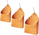 3pcs Small Woven Wall Hanging Basket Kitchen Storage Holder Wall Baskets Woven Sundries Hanging Flower