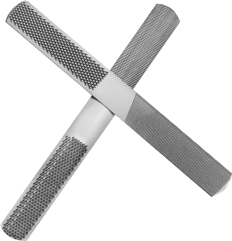 DONSTRAW 2P Wood Rasp File 4 Way Premium Grade High Carbon Hand File and Round Rasp, Half Round Flat & Needle Files Wood Rasp Set for Sharping Wood and Metal Tools