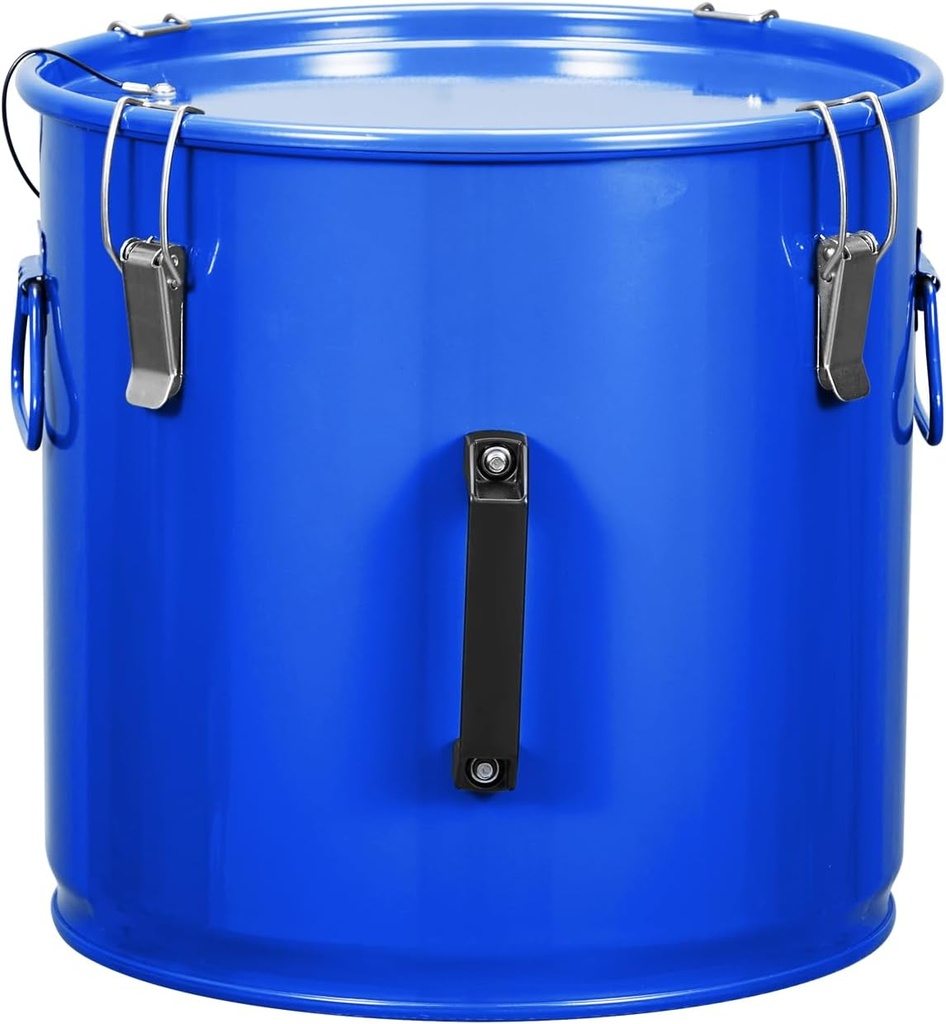 GarveeHome 8 gal Fryer Grease Bucket, Oil Disposal Caddy, Steel Fryer Oil Transport Container with Rust-Proof Coating, Deep Fryer Oil Disposal Container with Lid & Lock Clips & Filter Bag for Cooking