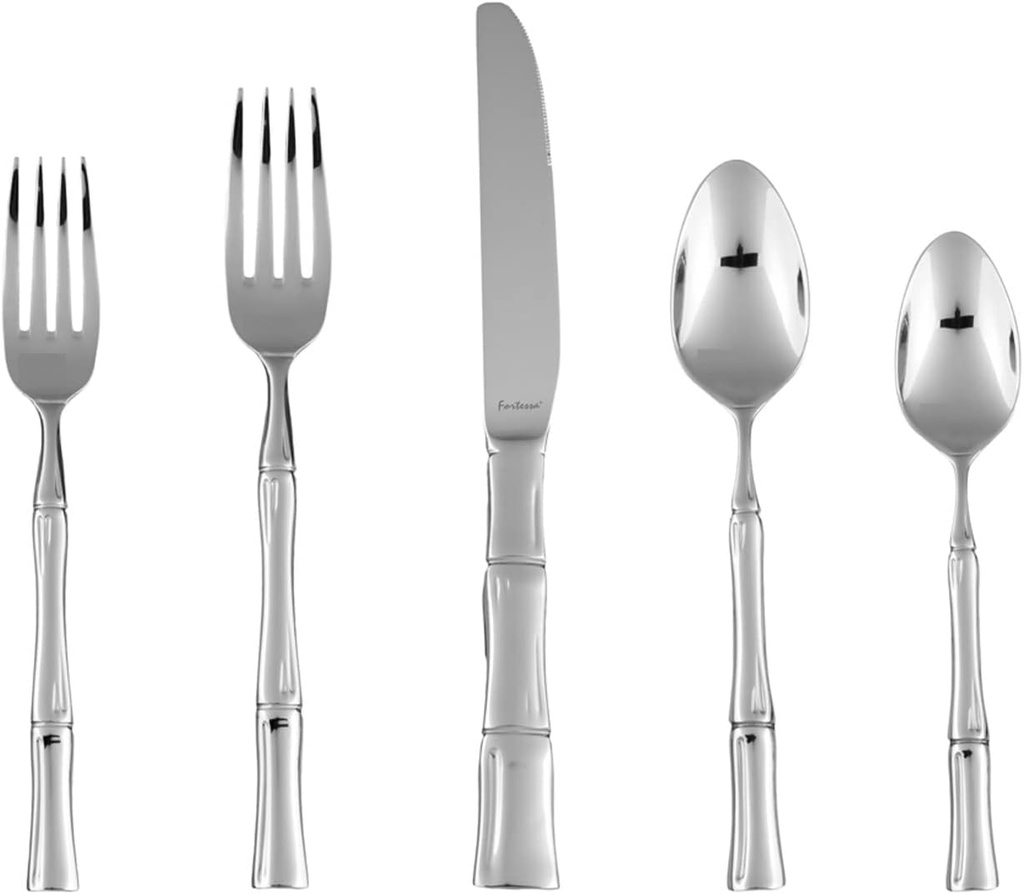 FORTESSA Royal Pacific 18/10 Stainless Steel Flatware, 20 Piece Place Setting With Table Knife, Forks and Spoons (Service For 4), Dishwasher Safe, Polished
