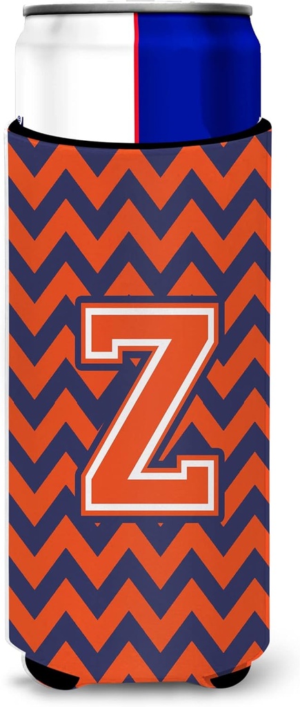 Letter Z Chevron Orange Blue Ultra Beverage Insulators for slim cans