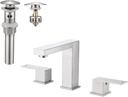 KES Bathroom Faucet 3 Hole Vanity Faucet Supply Hose Included Bathroom Sink Drain with Strainer Basket Hair Catcher, L4350LF-BS-KES+S2013A-BN-NEW