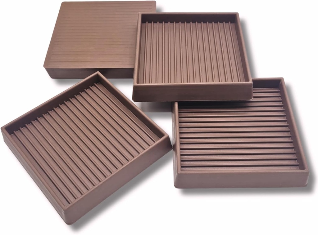xxxHOLIC Non Slip Furniture Pads for Hardwood Floors, 3 * 3 Inch Brown, Set of 4, Rubber Bed Stoppers to Prevent Sliding, Furniture Coasters for Protecting Floors from Scratches and Reduce Noise