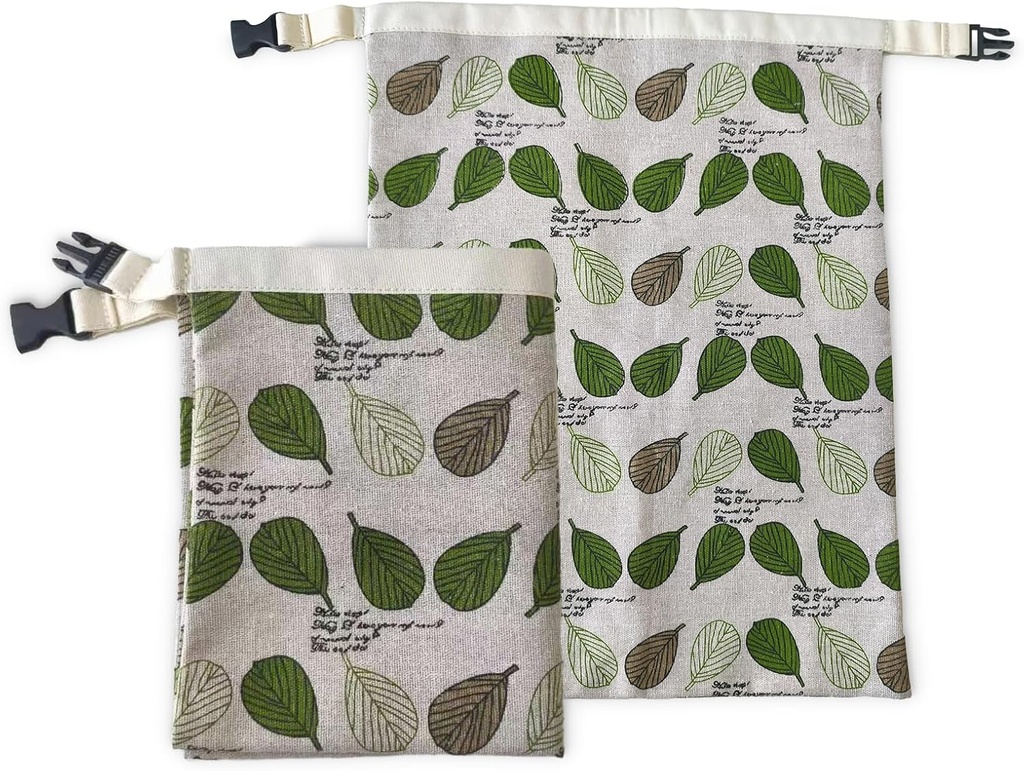Linen Beeswax Bread Bags for Homemade, 17x13 Inch Sourdough Bread Bags Keep Fresh and Lock Moisture, 2 Pieces Leaf Pattern Reusable Storage Solution