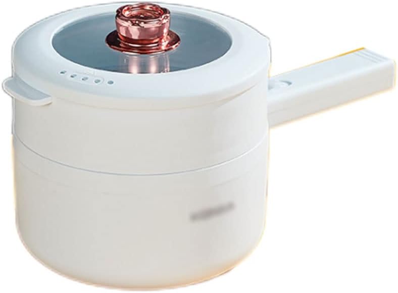 Electric Hot Pot, 2L，with Steamer，Multi-Functional Electric Skillet for Stir Fry/Stew/Steam，Cooking Noodles and Soup, White