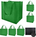 10 or 6 Pack Reusable Reinforced Handle Grocery Bags Heavy Duty Large Shopping Totes Thick Plastic Bottom can hold 45+lbs