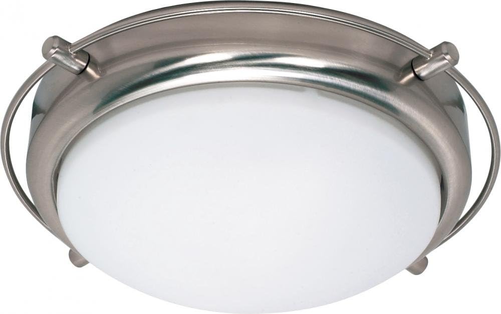 Nuvo 60/608 Two Flush Mount Lighting Fixture, 2Lt, Satin Frosted Glass Brushed Nickel