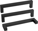 goldenwarm 15 Pack 6-1/4 Inch Black Cabinet Handles Matte Black Drawer Pulls Stainless Steel Cabinets Hardware Square Bar Modern for Kitchen Bathroom Cupboard