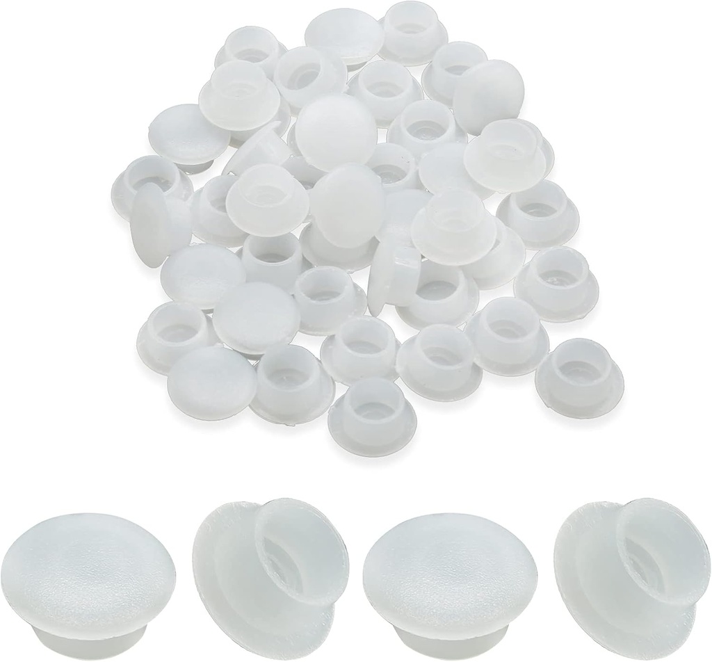 100PCS 10mm (3/8") White Plastic Plugs Hole Plugs Plastic Flush Type Hole Plugs Snap in Locking Hole Tube for Holes Cabinet Hole Plugs (White)
