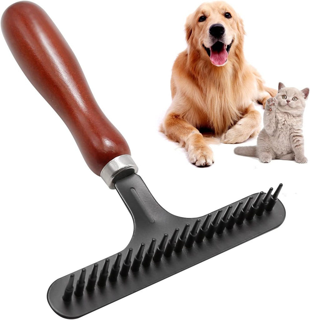 MDEOOSKY 2-in-1 Pet Hair Remover and Carpet Rake, Deshedding Grooming Tool for Dogs & Cats, Handheld Rug Comb for Short Pile Carpet & Furniture, Easy Clean (Black)