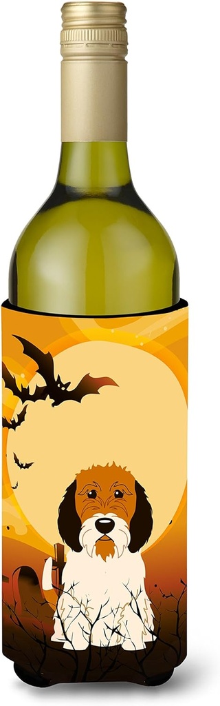Caroline's Treasures BB4345LITERK Halloween Petit Basset Griffon Veenden Wine Bottle Hugger Bottle Cooler Sleeve Hugger Machine Washable Collapsible Insulator Beverage Insulated Holder