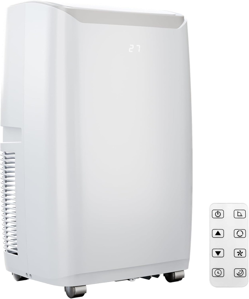 14,000 BTU Portable Air Conditioner - 9,200 BTU (SACC) Cools 700 Sq.Ft, 3-in-1 AC Unit with Dehumidifier & Fan, 52dB Quiet, Remote Control, for Bedroom/Office/Home,White