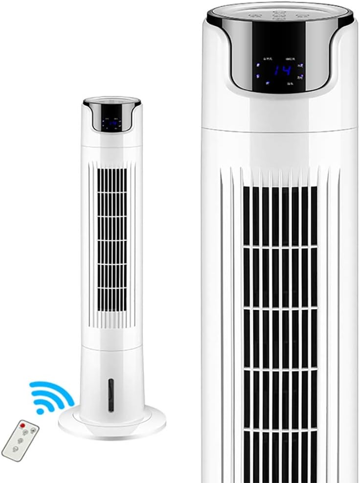 NBgy Tower Type Air Cooler, Remote Air Purifier, Silent Air Conditioner, Air Purification, Suitable for Living Room Bedroom Kitchen, Etc., White, 110x30cm