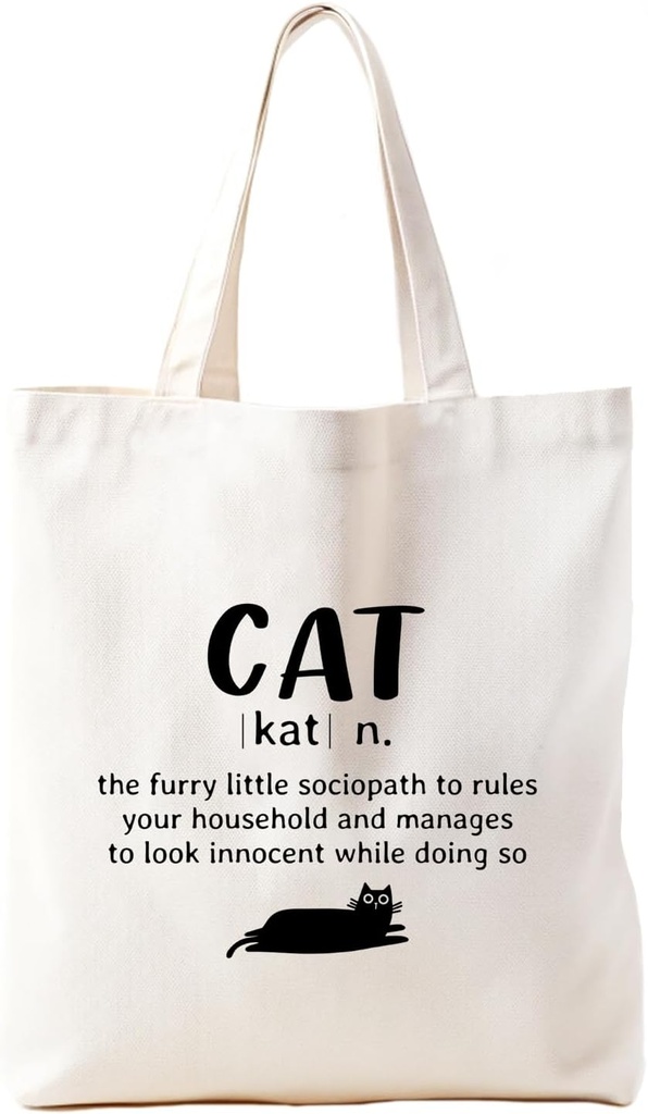 Funny Cat Canvas Tote Bag for Women, Cat Tote Bag, Cute Cat, Cat Lover Gifts for Women, Cat Gifts for Women, Reusable Grocery Shopping Bag Cat Gift Bag