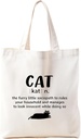 Funny Cat Canvas Tote Bag for Women, Cat Tote Bag, Cute Cat, Cat Lover Gifts for Women, Cat Gifts for Women, Reusable Grocery Shopping Bag Cat Gift Bag