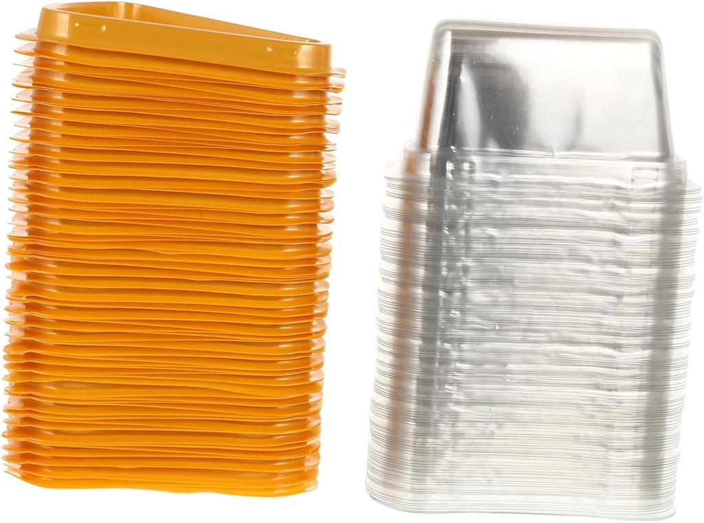 Healifty 100pcs Transparent Triangle Cake Carrier Boxes with Non Slip Base and Easy Buckle Design Dessert Containers for Cheesecake Cupcakes and Bakery Packaging