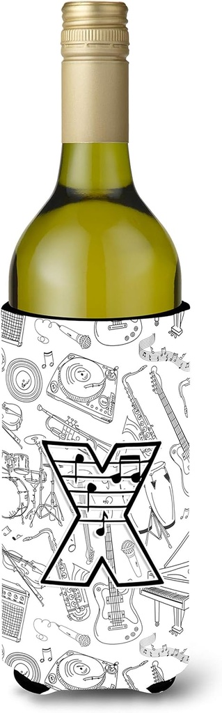 Caroline's Treasures CJ2007-XLITERK Letter X Musical Note Letters Wine Bottle Hugger Bottle Cooler Sleeve Hugger Machine Washable Collapsible Insulator Beverage Insulated Holder