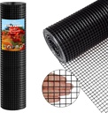 Thinkahead Black Steel 1/2 inch 48 X 100 ft 19 Gauge Vinyl PVC Coated Wire Mesh Roll Galvanized Hardware Cloth