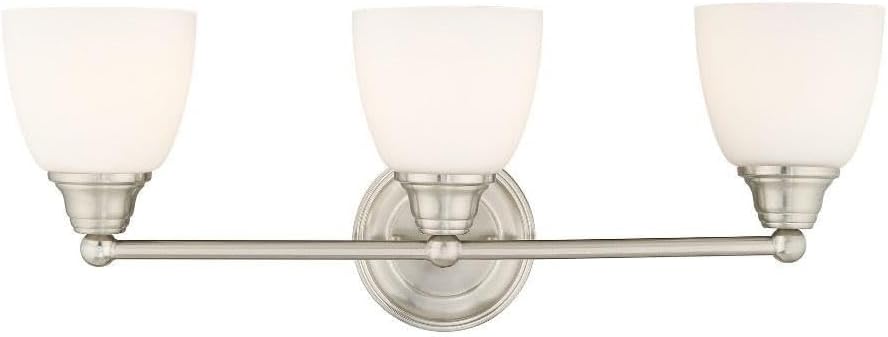 Livex Lighting 13663-91 Somerville 3-Light Bath Light, Brushed Nickel, 23 x 6.5 x 9