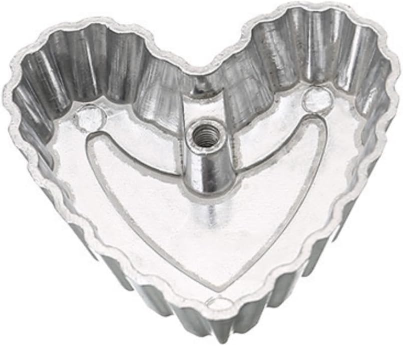 Bunuelos Mold Achappam Mold Rosette Iron Set Flower Round Star Rosette Metal Waffle Molds Rosette Timbale Molds Swedish Rosette and Timbale Set Aluminum Cookie Cutter (Heart)