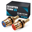 2 Pcs Brass Bathroom Sink Faucet Valve Stem – Hot and Cold Water, 1/2" Thread, Quarter Turn, 1.97" x 0.39" (50mm x 10mm), 20-Teeth Spline – Bathroom Faucet Cartridge Replacement for Repair or Upgrade