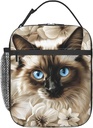 Cute Cat Lunch Box for Women Adults Kids, Insulated Cooler Kitten Lunch Bag for Picnic, School, Office, Travel, Work, Portable Reusable Polyester Tote Lunch Bags (Elegant Cat)