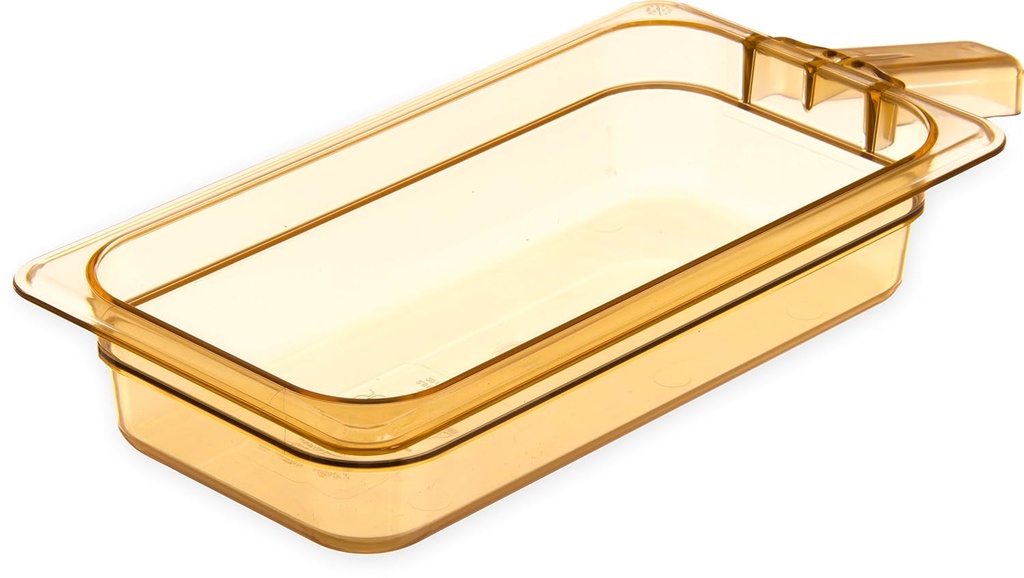 Carlisle FoodService Products 30860H13 StorPlus High Heat Food Pan with 1 Handle, 2.5" Deep, Third Size, Amber