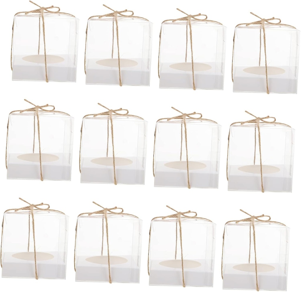 MUSISALY 12pcs Transparent Cupcake Boxes Window for Weddings Parties Desserts Cake Packaging Containers for Cookies and Treats Food-grade Material