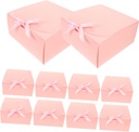 10pcs Elegant Pastry Boxes with Bowknot Portable Paper Gift Packaging Cases for Cakes and Desserts Pink Bakery Carrier Boxes for Birthdays Weddings Valentine's Day Anniversaries
