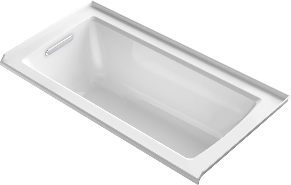 KOHLER K-1946-L-0 Alcove Bath with Tile Flange and Left-Hand Drain, 60" x 30", White