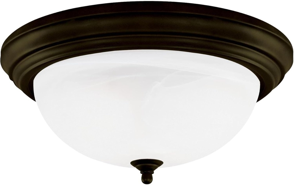 Westinghouse 64292 15-Inch Three-Light Flush Mount Fixture, Oil Rubbed Bronze with Frosted White Alabaster Globe