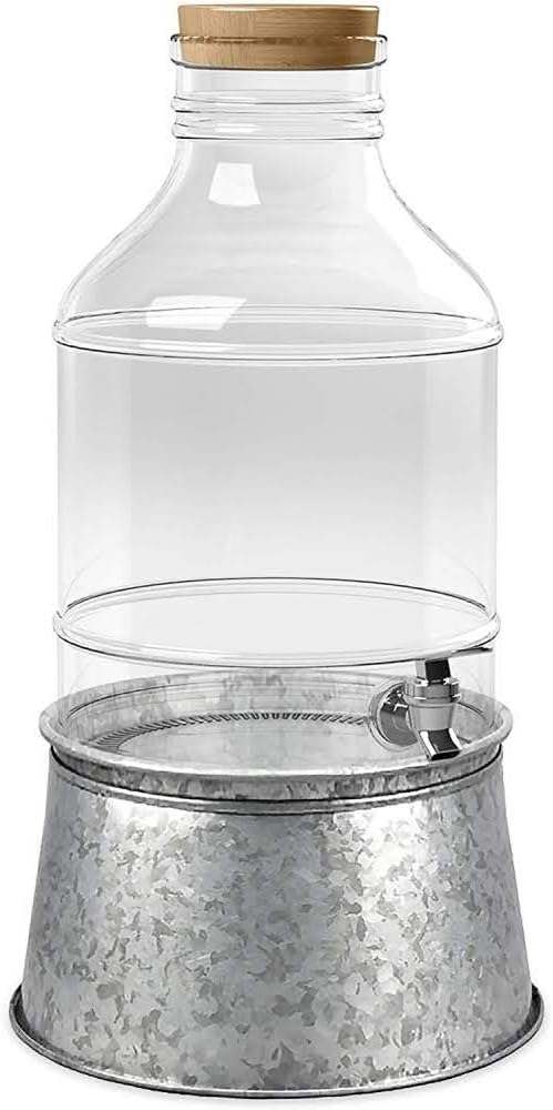 TarHong Galvanized Drink Dispenser Stand, 10.2" x 5.7", Galvanized Steel