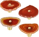 mookaitedecor Set of 4 Agate Slice Drawer Pulls with Screws, Decorative Agate Geode Crystal Cabinet Knobs for Dresser Cupboard Kitchen Decor, Orange-Red