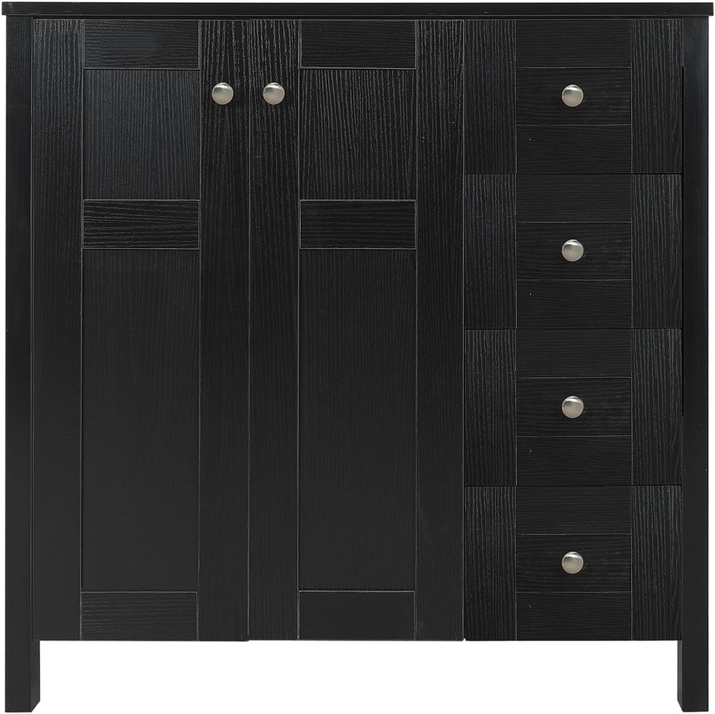 32 Inch Black Bathroom Vanity, Traditional Standing Pedestal Cabinet Without Sink