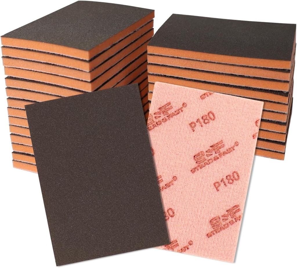 Sanding Sponges Assortment 24 Pcs, 180-3000 Grit Foam Sanding Pads 2.8 x 3.9 Inch, Wet Sanding Sponge Hook & Loop, Ultra Fine Sandpaper Block for Wood, Plastic Models, Metal, Drywall S&F STEAD & FAST