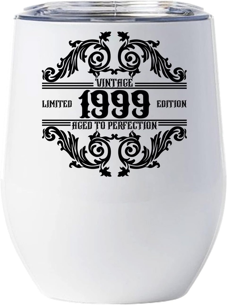 Floral Vintage 1999 Wine Glass 26 Years Cup 26th Birthday Funny Tumbler Gift