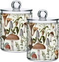 Mushrooms 2PC Airtight Transparent Plastic Storage Jar Food Storage Container Plastic for Food Herbs Tea etc with Storage Lid easy to use and clean With lid Easy To Use