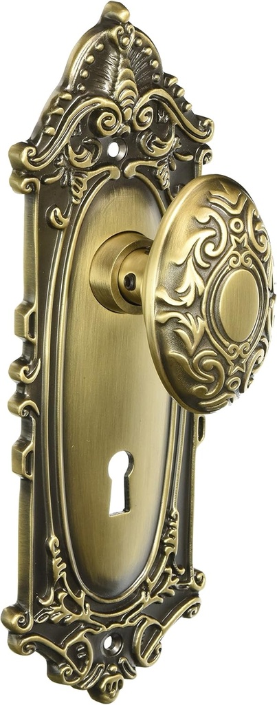 Nostalgic Warehouse Victorian Plate with Keyhole Victorian Knob, Double Dummy, Antique Brass,702014