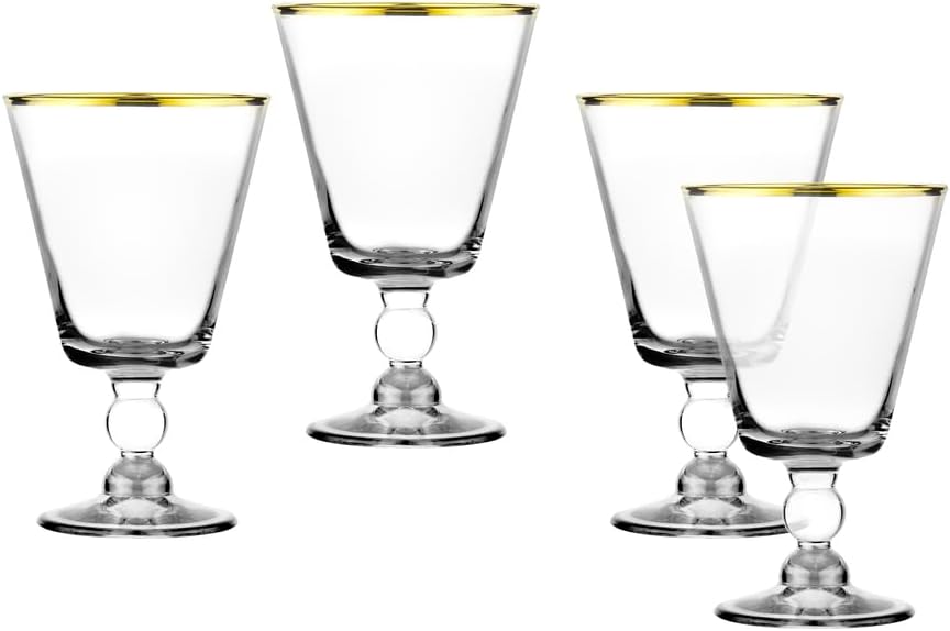 Godinger Goblet Clear with Gold Rim for Liquor, Wine, Beer and Whiskey, Housewarming Gift